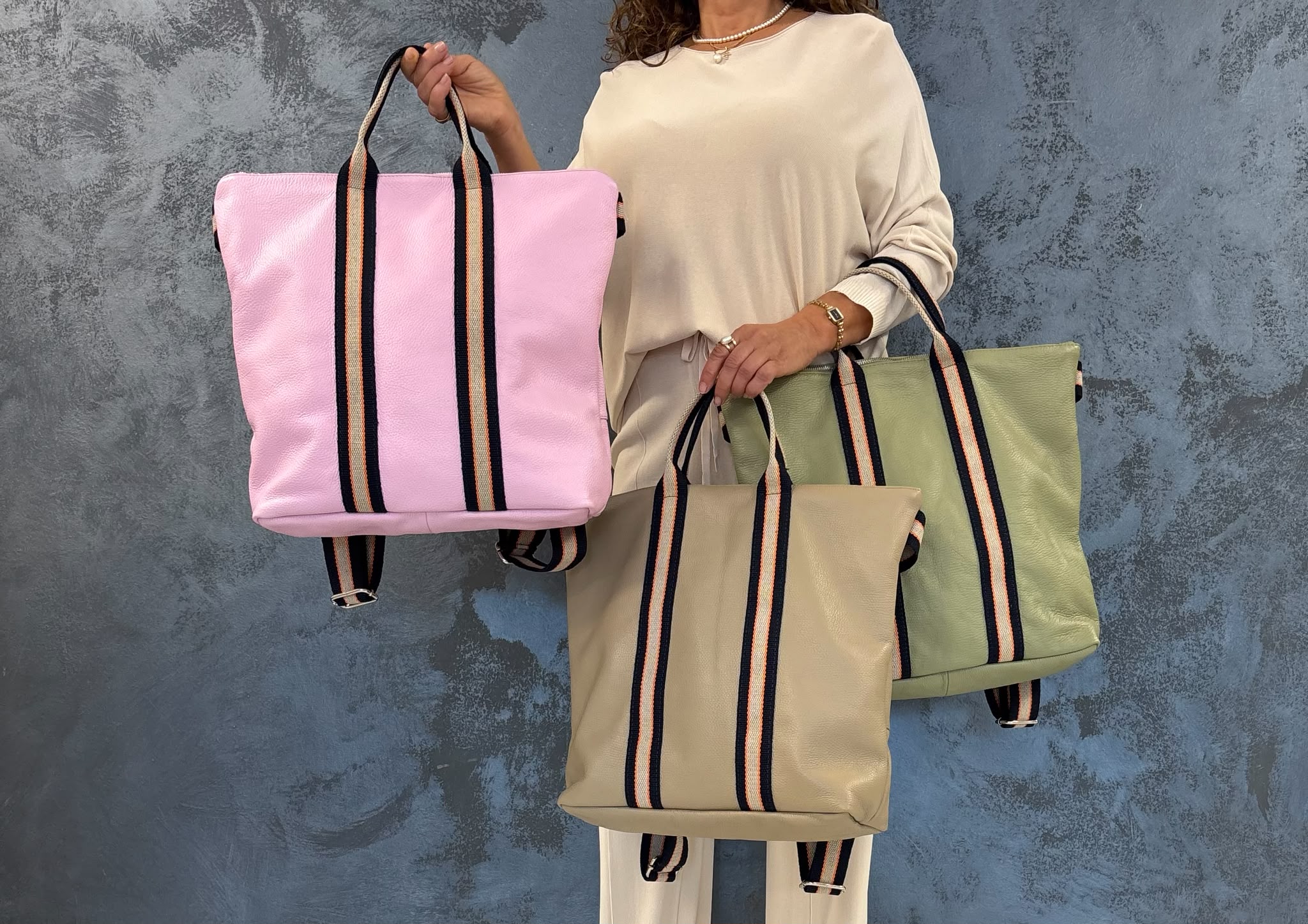 ZAINO IN PELLE RIGHE