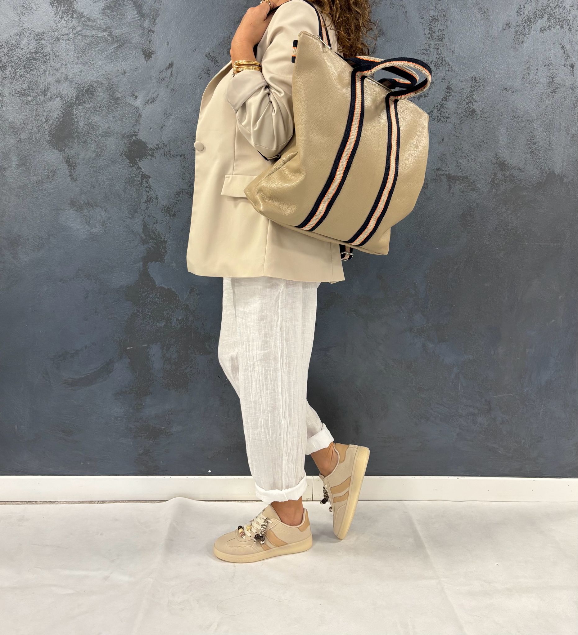 ZAINO IN PELLE RIGHE