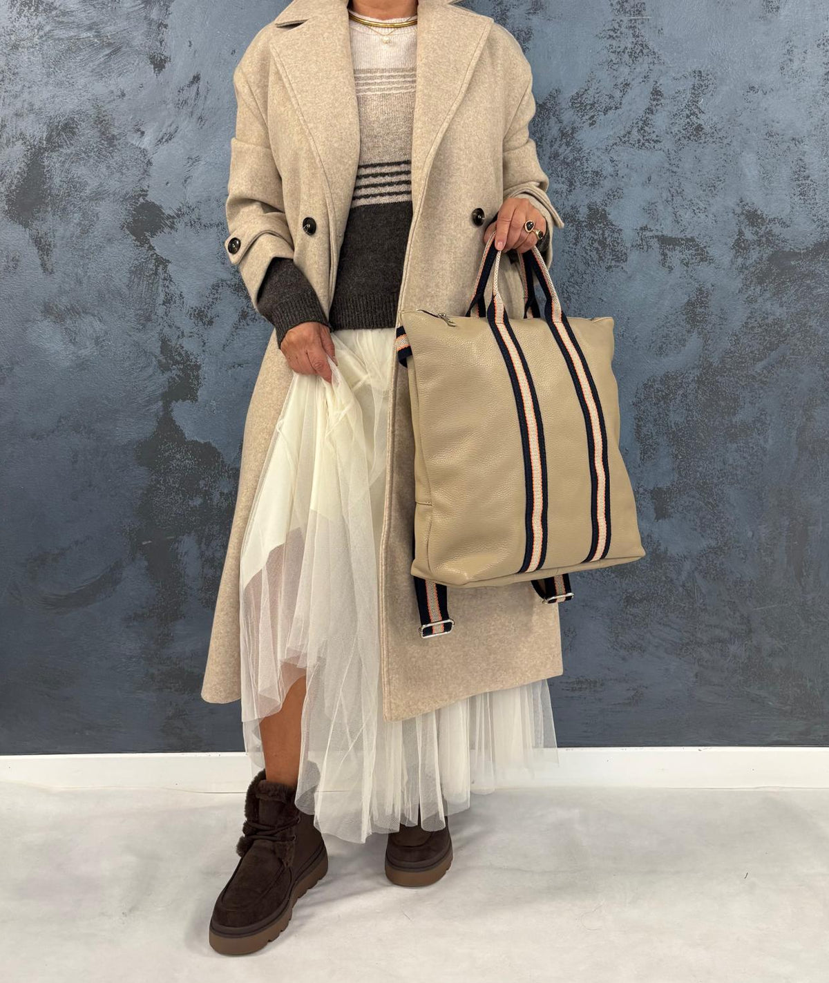 ZAINO IN PELLE RIGHE